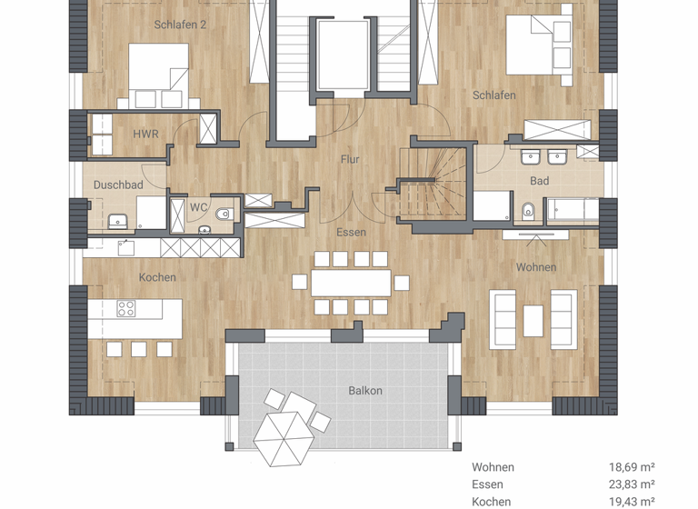 Wohnung zum Kauf - Erstbezug provisionsfrei 3 Zimmer 164 m² 3. Geschoss Zeitblomweg 7 Nördlingen 86720