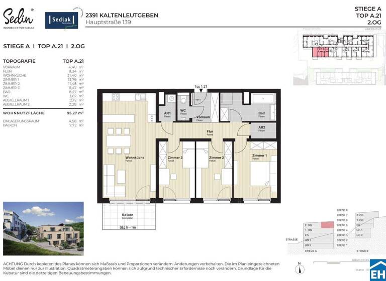 Wohnung zum Kauf - Erstbezug 494.444 € 4 Zimmer 95,3 m² 2. Geschoss Hauptstraße Kaltenleutgeben 2391