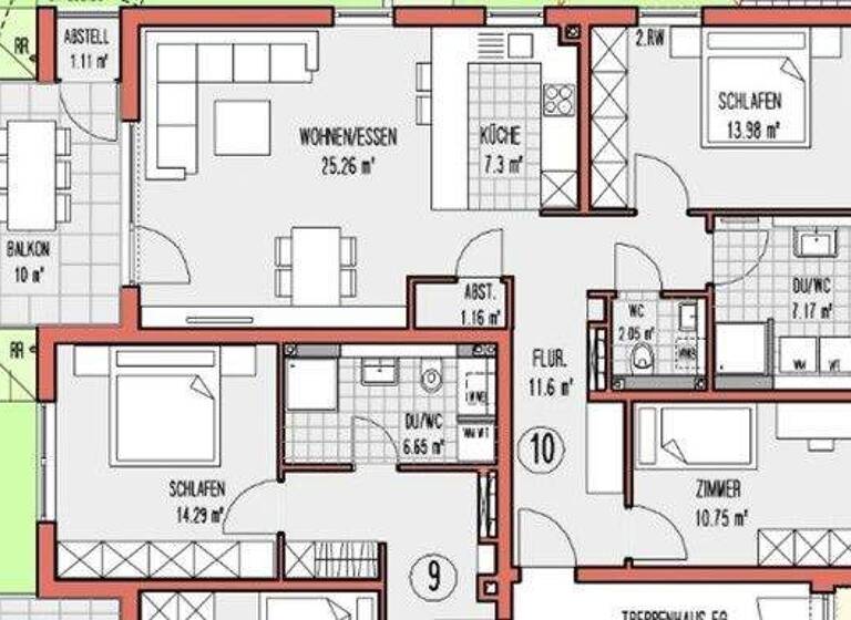 Wohnung zur Miete - Erstbezug 1.355 € 3 Zimmer 83 m² EG frei ab 01.06.2026 Waldrems Backnang 71522