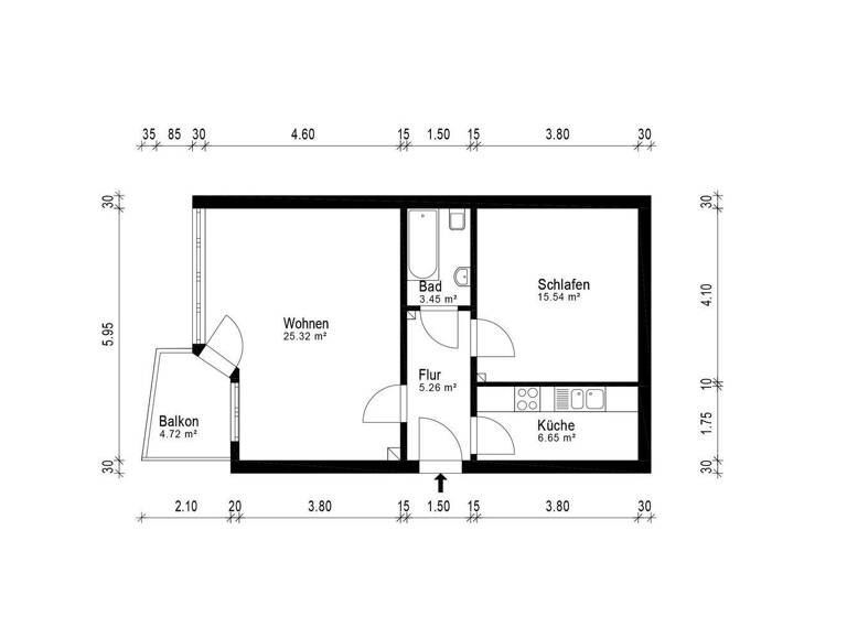 Wohnung zum Kauf 229.000 € 2 Zimmer 58,6 m² Langenhorn Hamburg 22415