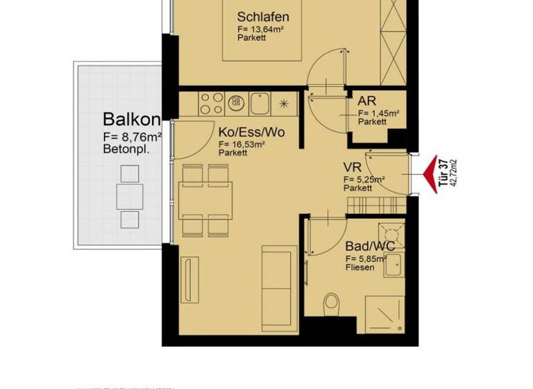 Wohnung zur Miete 731 € 2 Zimmer 5. Geschoss frei ab 01.07.2026 Am langen Felde Wien 1220