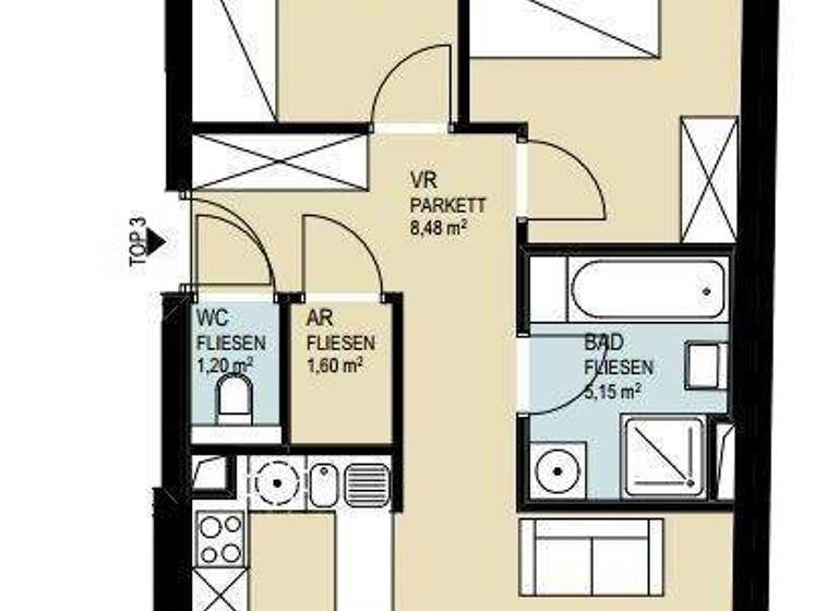 Wohnung zur Miete 743 € 3 Zimmer 61,6 m² 1. Geschoss Lilienthalgasse 21 Eggenberg Graz 8020