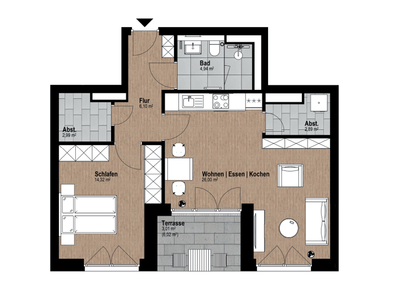Terrassenwohnung zur Miete 892 € 2 Zimmer 60,3 m² frei ab 01.06.2026 Buxtehude 21614