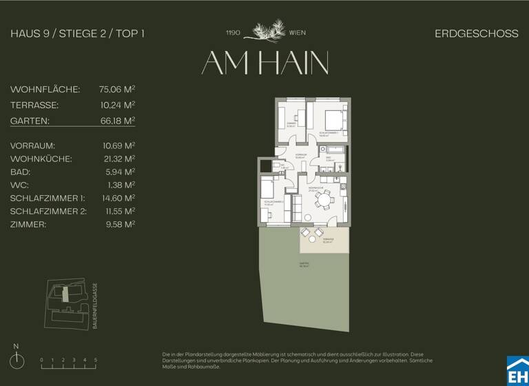 Wohnung zum Kauf - Erstbezug 699.000 € 4 Zimmer 75,1 m² EG Bauernfeldgasse Wien 1190