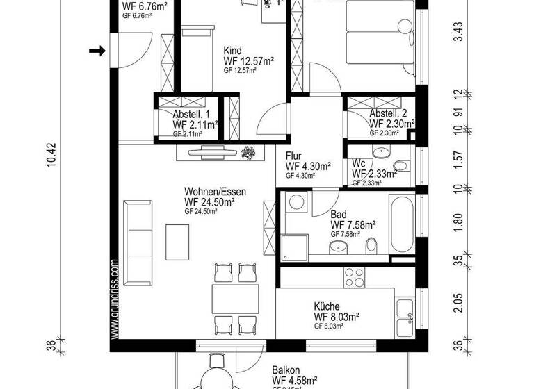 Wohnung zum Kauf 349.000 € 3 Zimmer 87,7 m² 2. Geschoss Eppertshausen 64859