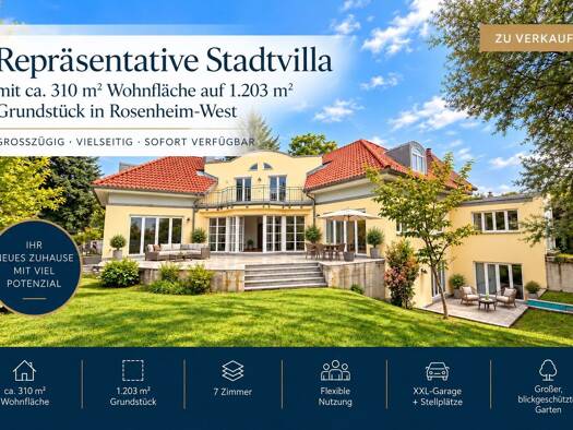 Villa zum Kauf 1.690.000 € 7 Zimmer 310 m² 1.203 m² Grundstück frei ab sofort West Rosenheim 83022