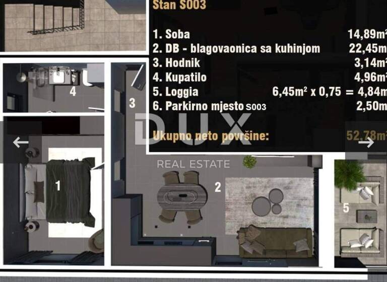 Wohnung zum Kauf 291.000 € 2 Zimmer 52 m² 1. Geschoss Stari Medulin