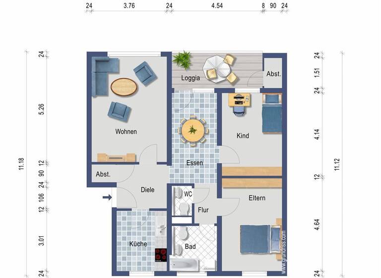 Wohnung zum Kauf 329.000 € 3,5 Zimmer 91 m² 1. Geschoss frei ab sofort Innenstadt Ravensburg, Württemberg 88212