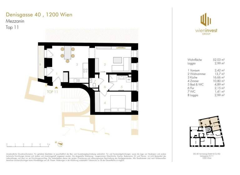 Wohnung zum Kauf - Erstbezug 359.000 € 2 Zimmer 52 m² 1. Geschoss Denisgasse Wien 1200
