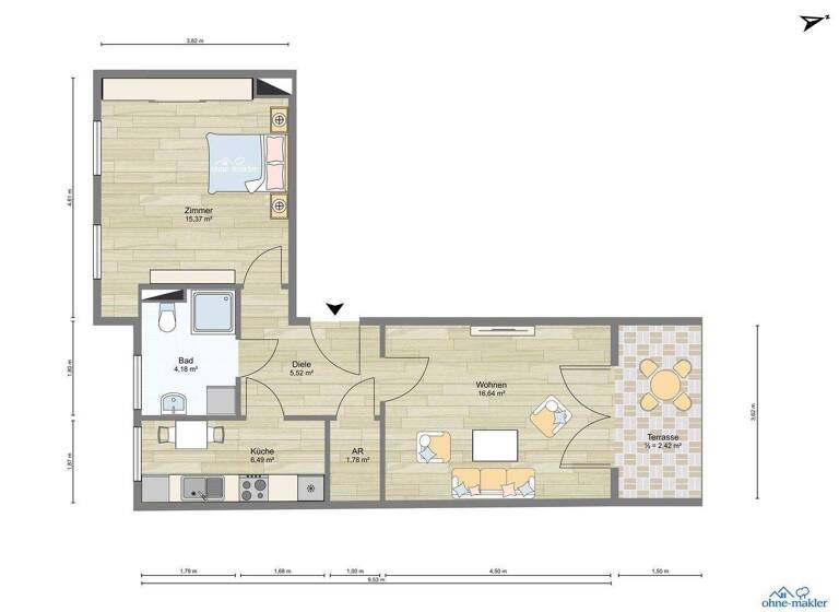 Wohnung zur Miete - Erstbezug 830 € 2 Zimmer 56 m² 1. Geschoss frei ab 01.06.2026 Fleischervorstadt Greifswald 17489