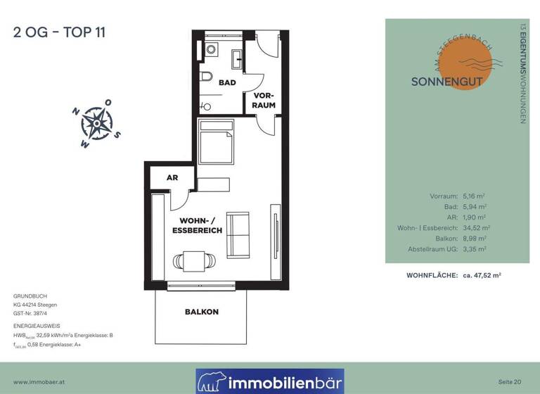 Wohnung zum Kauf - Erstbezug 190.000 € 1 Zimmer 47,5 m² 2. Geschoss Steegen 4722