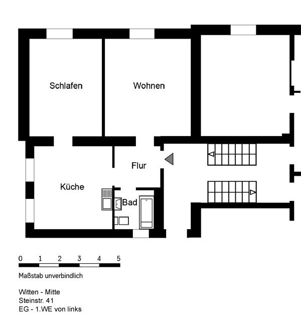 Wohnung zur Miete 549 € 2 Zimmer 61 m²<br/>Wohnfläche EG<br/>Geschoss Steinstraße 41 Innenstadt Witten 58452