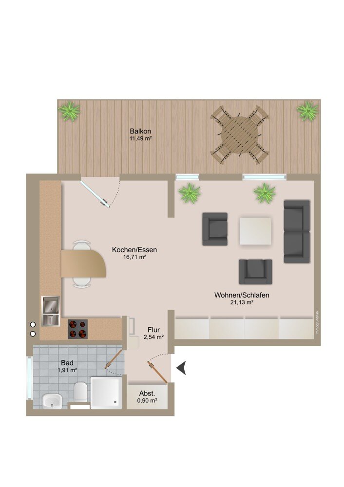 Wohnung zum Kauf 275.000 € 1 Zimmer 51,5 m²<br/>Wohnfläche EG<br/>Geschoss Zentrum - West Leipzig 04109