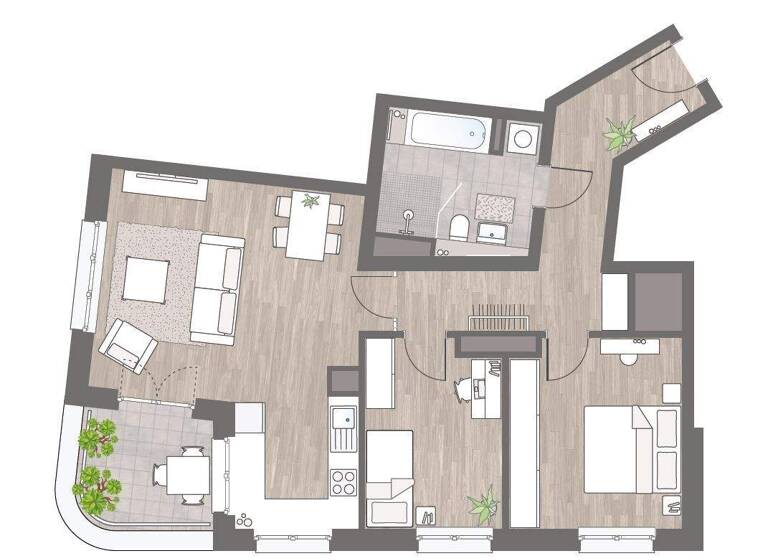 Wohnung zur Miete - Erstbezug 1.711 € 2 Zimmer 79,6 m² 9. Geschoss frei ab sofort Bonner Str. 168 Bayenthal Köln 50968