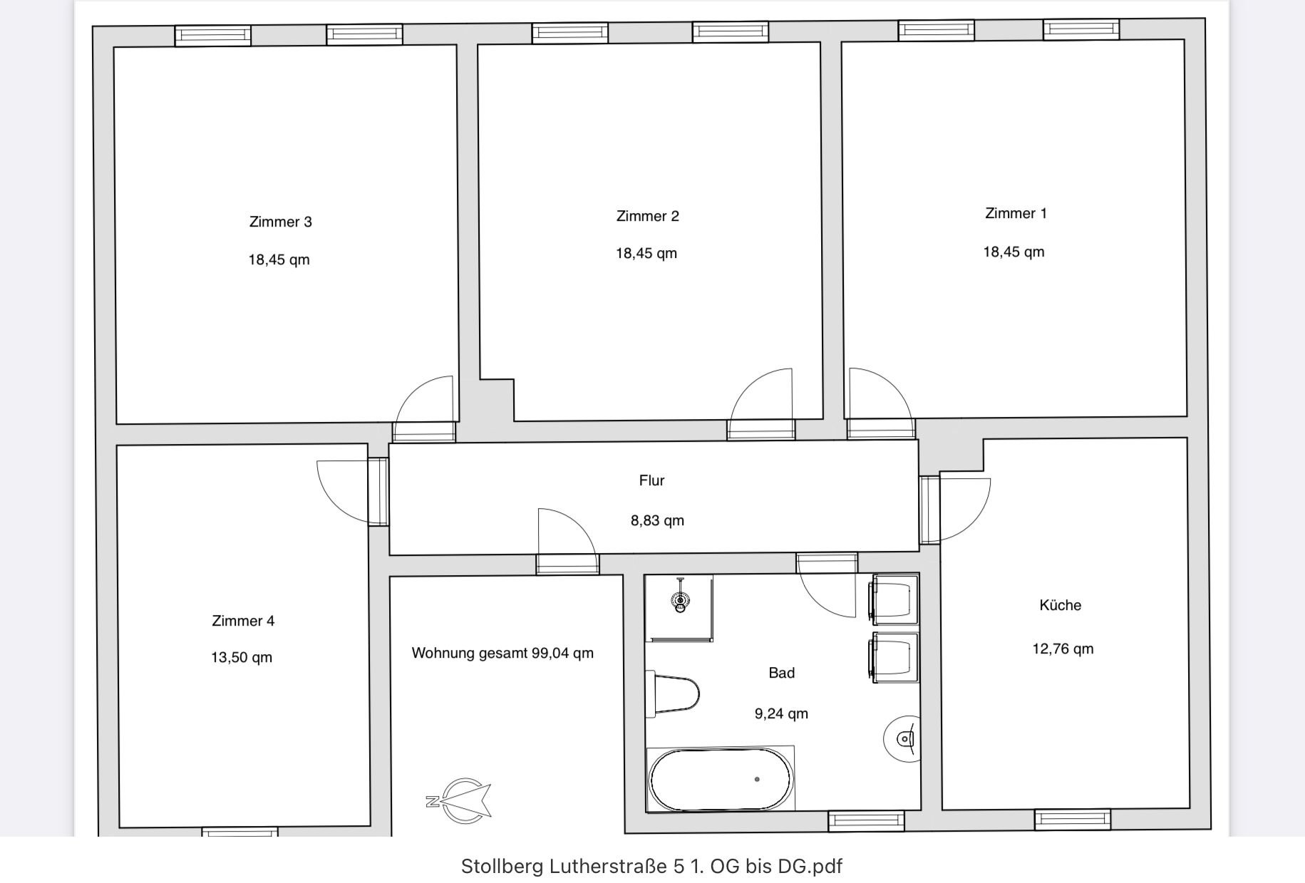 Wohnung zur Miete 675 € 4 Zimmer 99 m²<br/>Wohnfläche 2.<br/>Geschoss Lutherstraße 5 Stollberg Stollberg/Erzgebirge 09366