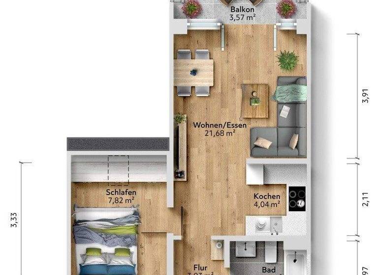 Wohnung zum Kauf 119.900 € 2 Zimmer 45 m² Gerichshain Machern 04827