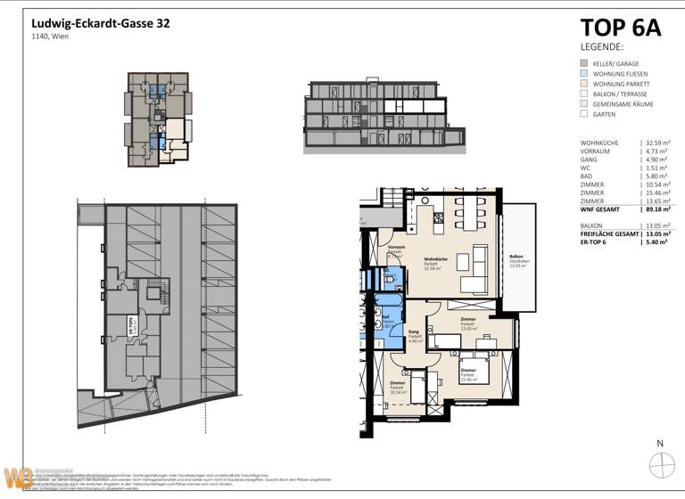Wohnung zum Kauf - Erstbezug 668.000 € 4 Zimmer 89,2 m² 1. Geschoss Ludwig-Eckardt-Gasse Wien 1140