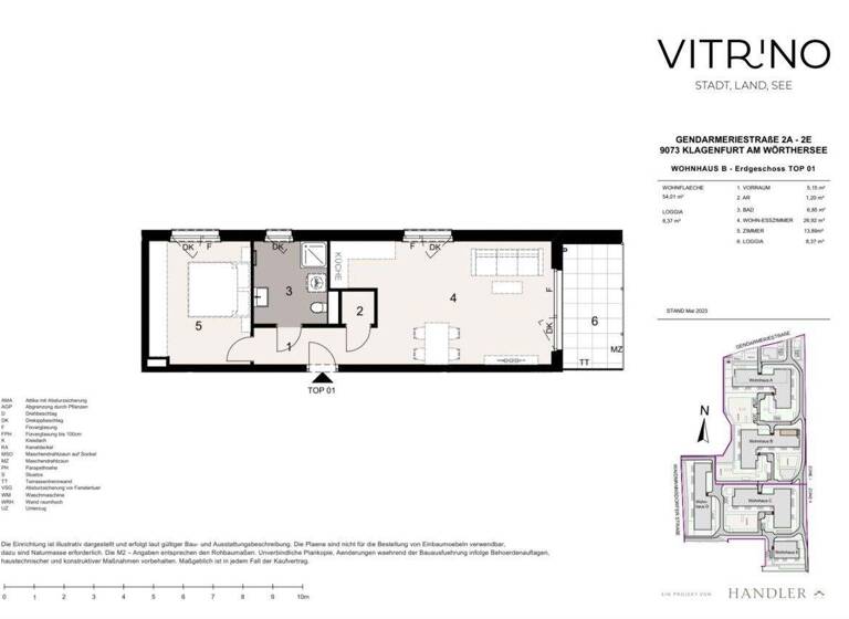 Wohnung zur Miete - Erstbezug 765 € 2 Zimmer 54 m² St. Peter Klagenfurt,13.Bez.:Viktring 9020