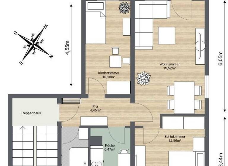 Wohnung zur Miete 340 € 3 Zimmer 58,5 m²<br/>Wohnfläche 3.<br/>Geschoss Schweriner Straße 1 f Weida Riesa 01587