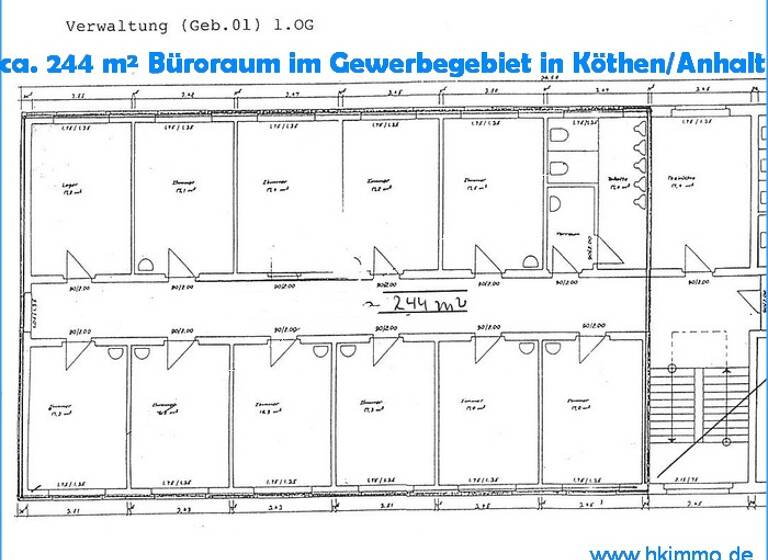 Bürofläche zur Miete provisionsfrei 854 € 11 Zimmer 244 m² Bürofläche Köthen 06366