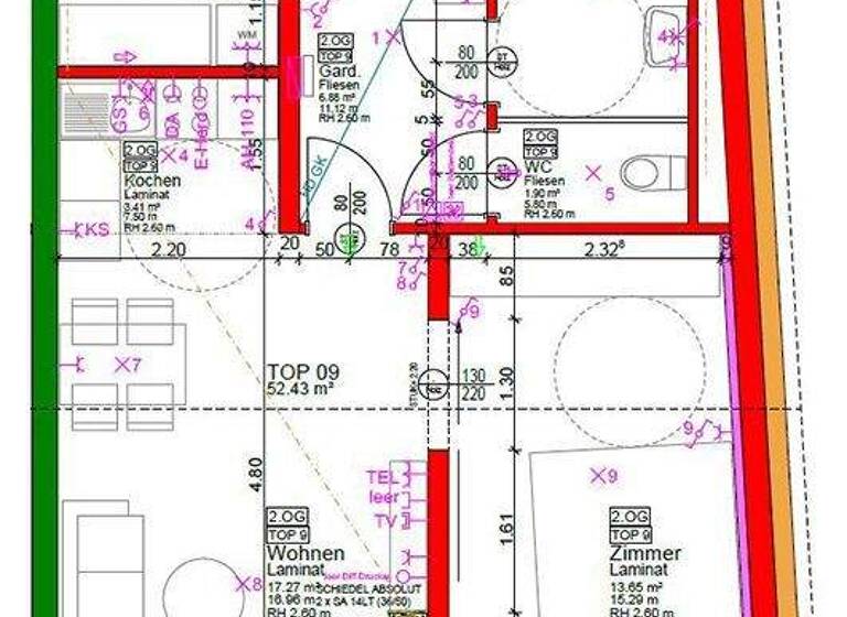 Wohnung zur Miete 476 € 52,4 m² Marktplatz 8/9 Kottes-Purk 3623