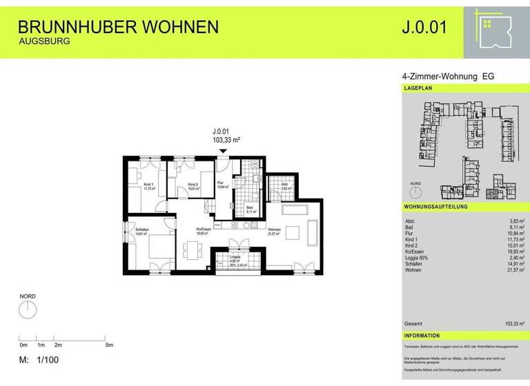 Wohnung zur Miete 1.808 € 4 Zimmer 103,3 m² frei ab sofort Oberhausen Augsburg 86154