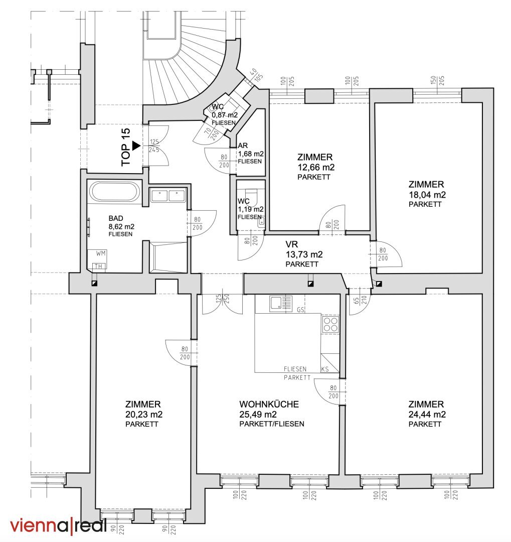 Wohnung zur Miete 1.777 € 3 Zimmer 127 m²<br/>Wohnfläche 3.<br/>Geschoss 15.01.2025<br/>Verfügbarkeit Rechte Bahngasse Wien 1030