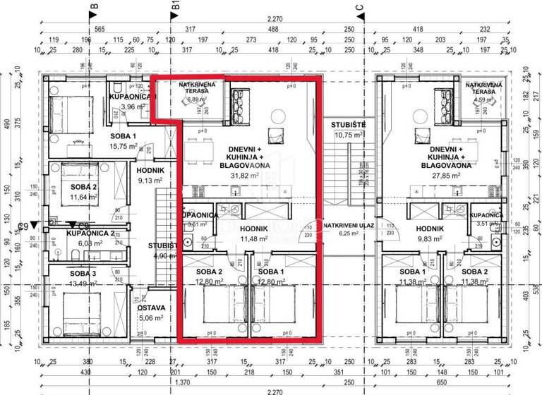 Wohnung zum Kauf 302.000 € 2 Zimmer 77 m² 1. Geschoss Porec Luka