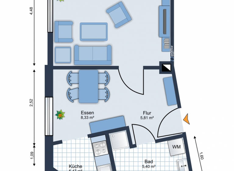 Wohnung zur Miete 290 € 1,5 Zimmer 45 m² 2. Geschoss August-Trinius-Straße 2 Waltershausen 99880