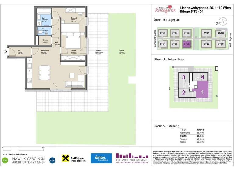 Wohnung zum Kauf - Erstbezug provisionsfrei 430.683 € 3 Zimmer 65,4 m² EG Lichnowskygasse 26 Wien 1110