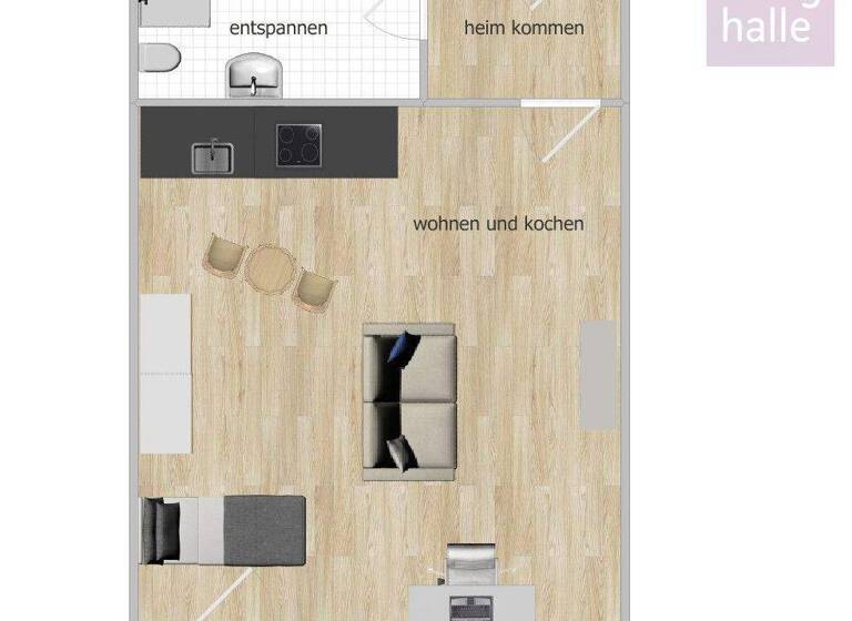 Studio zur Miete 295 € 1 Zimmer 35 m² 4. Geschoss Reideburger Landstraße 3a Dautzsch Halle (Saale) 06116