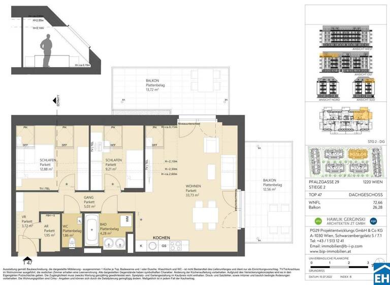 Wohnung zum Kauf 415.000 € 3 Zimmer 72,7 m² frei ab 01.06.2030 Pfalzgasse 29 Wien 1220