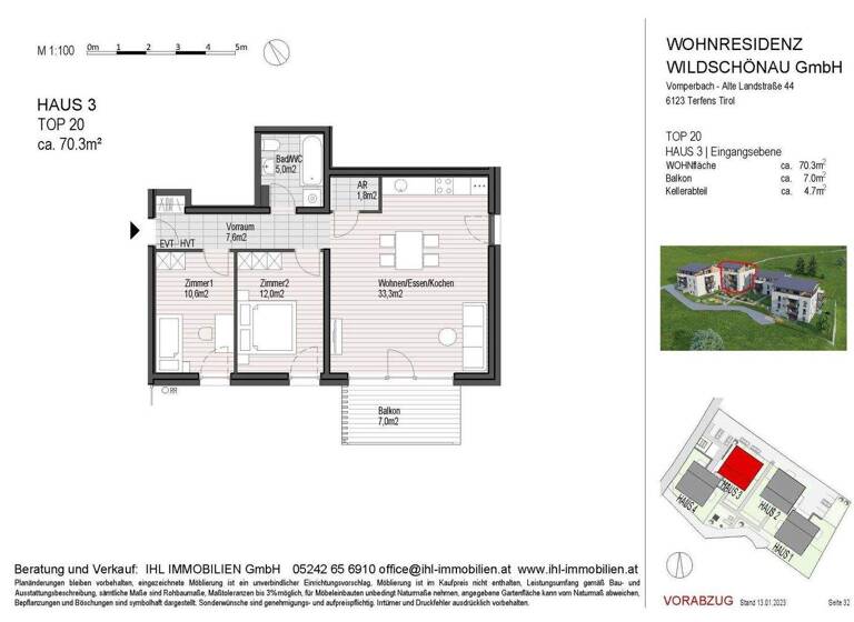 Wohnung zum Kauf - Erstbezug 3 Zimmer 70,3 m² 1. Geschoss Lenzen 239 Oberau 6311