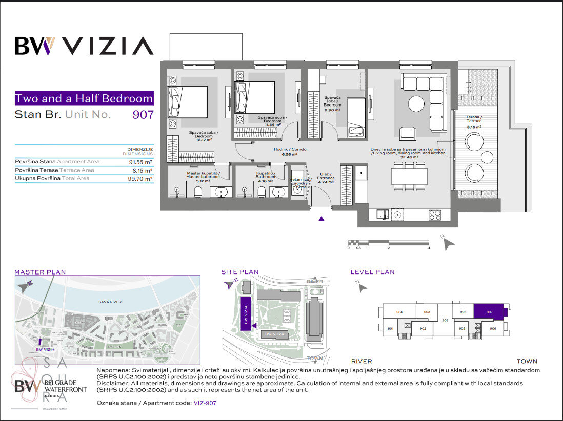 Wohnung zum Kauf provisionsfrei 369.888 € 4 Zimmer 91,6 m²<br/>Wohnfläche Belgrad Waterfront 11000