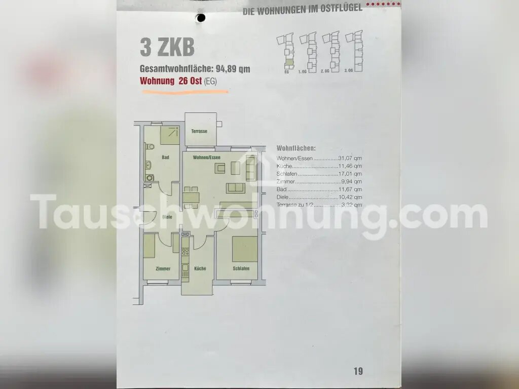 Wohnung zur Miete Tauschwohnung 1.250 € 3 Zimmer 95 m²<br/>Wohnfläche Schlachthof Münster 48147