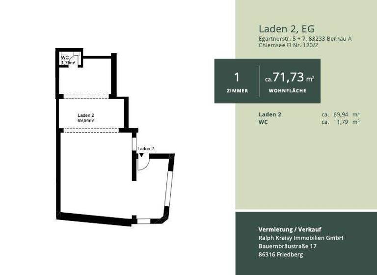 Praxis zum Kauf 249.000 € 71 m² Bürofläche Egartnerstraße 5 Bernau Bernau am Chiemsee 83233
