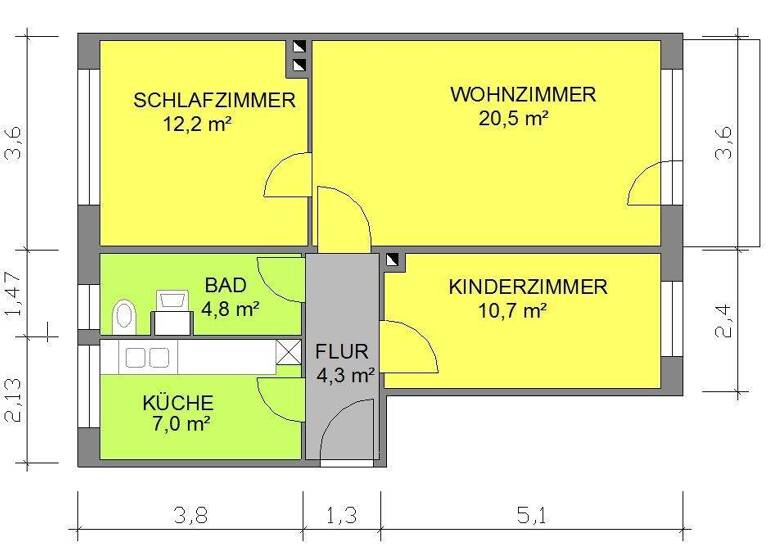 Wohnung zur Miete 459 € 3 Zimmer 61 m² 2. Geschoss frei ab sofort Friedrich-List-Straße 18 Eisenach 99817