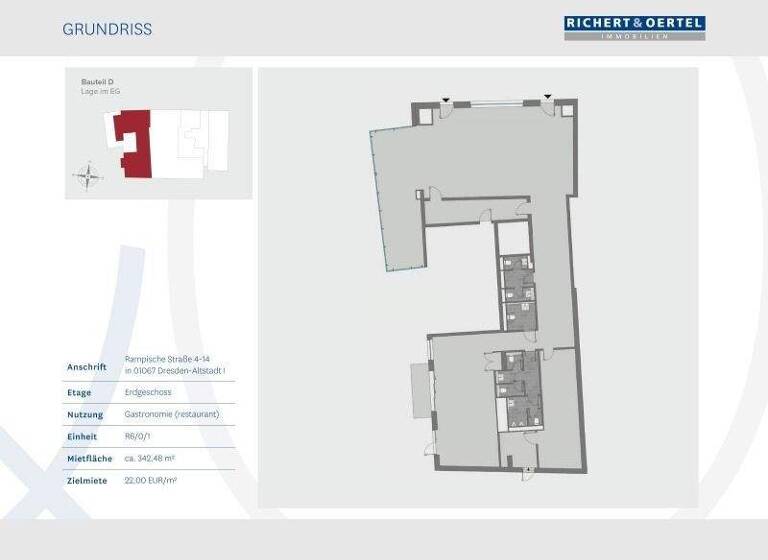 Gastronomie/Hotel zur Miete - Erstbezug provisionsfrei 7.535 € 342,5 m² Gastrofläche Innere Altstadt Dresden 01067