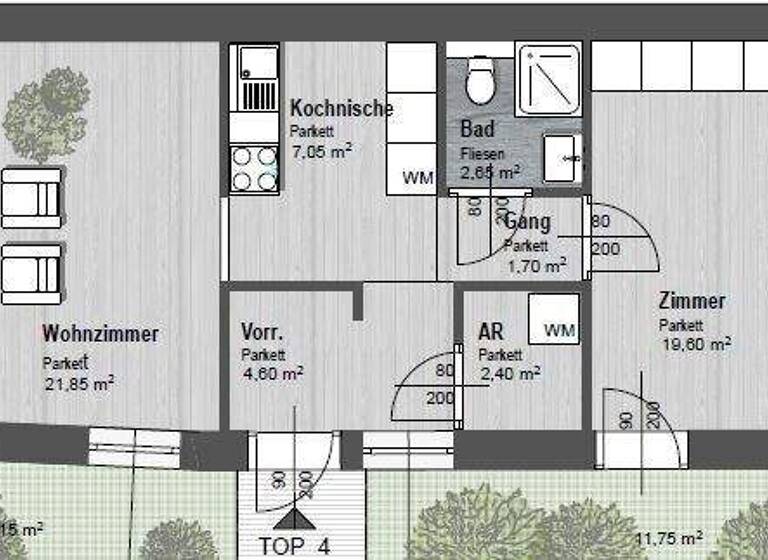 Wohnung zur Miete 822 € 2,5 Zimmer 58,1 m² EG Vogelsanggasse Wien,Margareten 1050