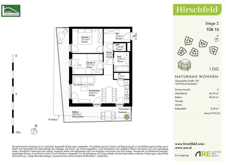 Wohnung zum Kauf - Erstbezug provisionsfrei 415.000 € 3 Zimmer 66,3 m² 1. Geschoss Gerasdorfer Straße 105 Wien 1210