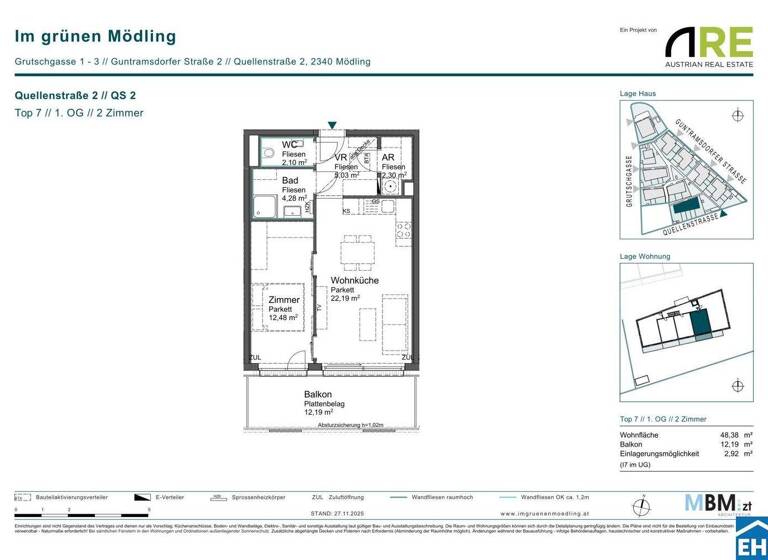 Wohnung zum Kauf - Erstbezug provisionsfrei 325.000 € 2 Zimmer 48,4 m² 1. Geschoss Quellenstraße 2 Mödling 2340