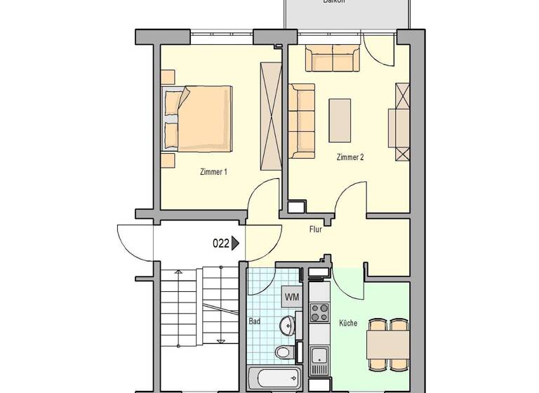 Wohnung zur Miete 315 € 2 Zimmer 53 m² 1. Geschoss Nossener Straße 3c Oschatz 04758