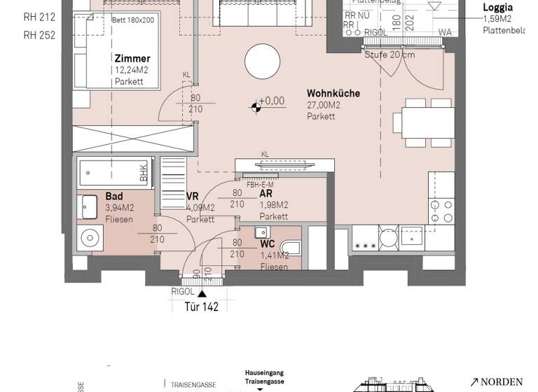 Wohnung zum Kauf - Erstbezug 396.200 € 2 Zimmer 50,7 m² 7. Geschoss frei ab 30.06.2028 Traisengasse 20-22 Wien 1200