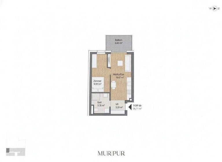 Wohnung zum Kauf - Erstbezug 157.097 € 2 Zimmer 31,2 m² 1. Geschoss Lagergasse Gries Graz,05.Bez.:Gries 8020