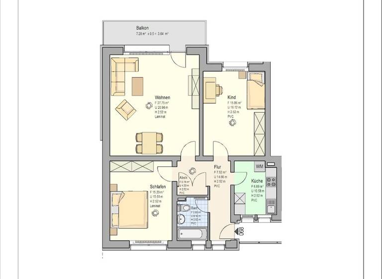 Wohnung zur Miete 563 € 3 Zimmer 79 m² 5. Geschoss frei ab sofort Akazienweg 17 Horrem Dormagen 41540