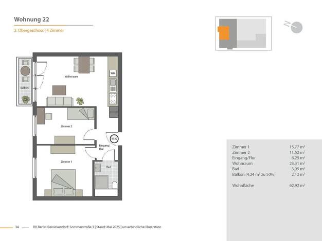 Wohnung zum Kauf - Erstbezug provisionsfrei 445.000 € 3 Zimmer 62,9 m² 4. Geschoss Sommerstraße 3 Reinickendorf Berlin 13409