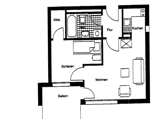 Wohnung zur Miete 695 € 2 Zimmer 42 m² Geschoss EG/5 frei ab 01.09.2026 Tennenbacher Straße 50 Stühlinger Freiburg im Breisgau 79106