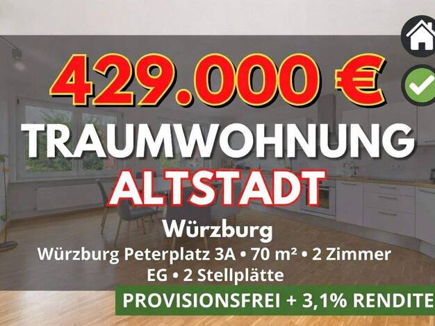 Wohnung zum Kauf provisionsfrei 429.000 € 2 Zimmer 70 m² EG Peterplatz 3A Altstadt Würzburg 97070