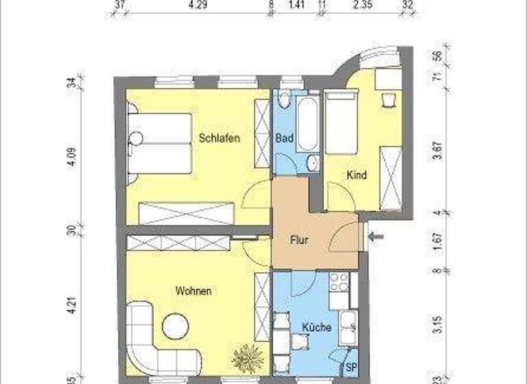 Wohnung zur Miete 550 € 3 Zimmer 61,1 m² 1. Geschoss frei ab 15.03.2026 Dr.-Stapff-Str. 24 Neuseddin Seddiner See 14554