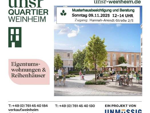 Reihenmittelhaus zum Kauf - Erstbezug provisionsfrei 714.000 € 5 Zimmer 167 m² 167 m² Grundstück frei ab sofort Hannah-Ahrendt-Straße Ritschweier Weinheim 69469